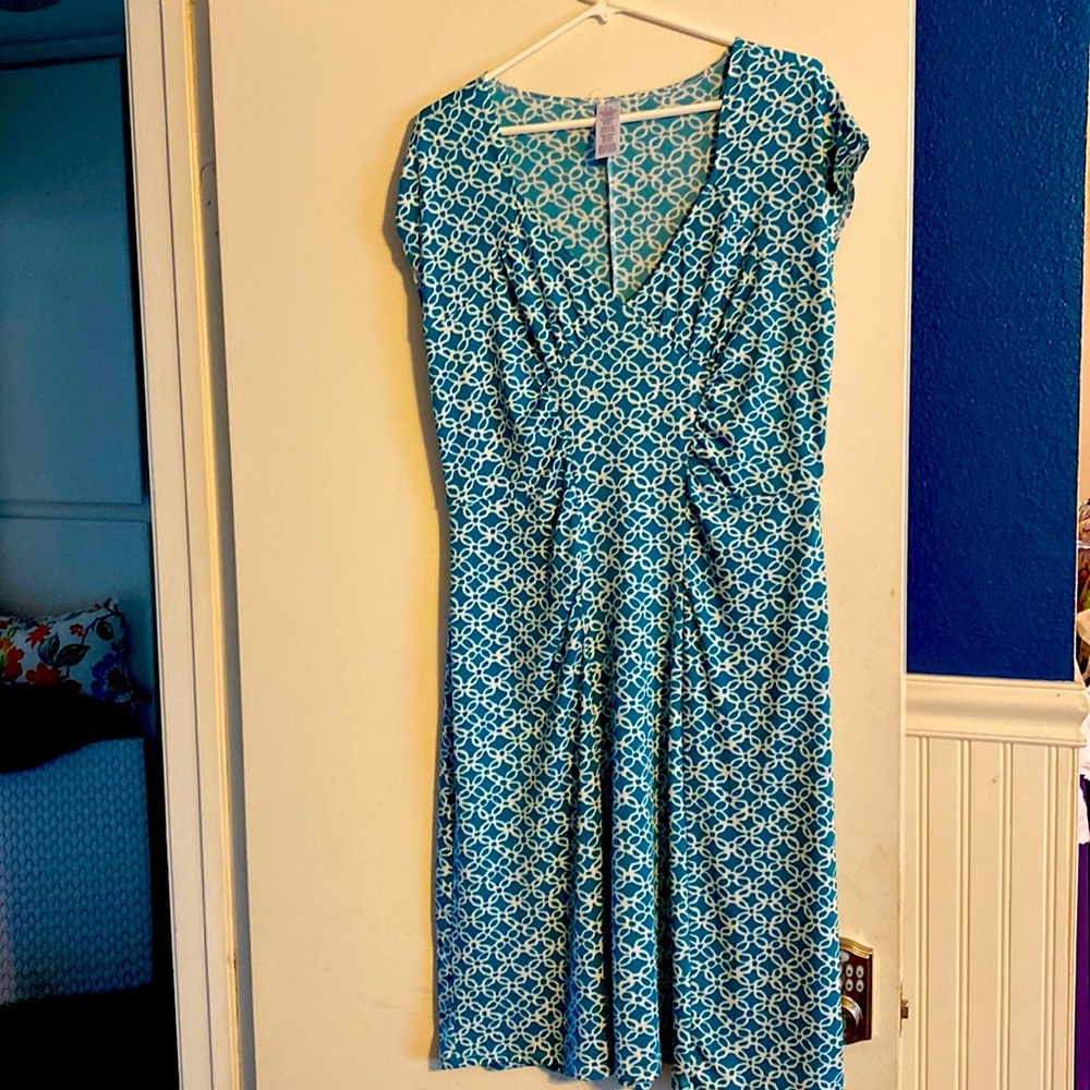 Avon midi teal and white